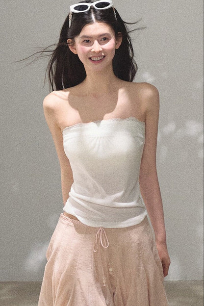 Linen Lace Off-Shoulder Top