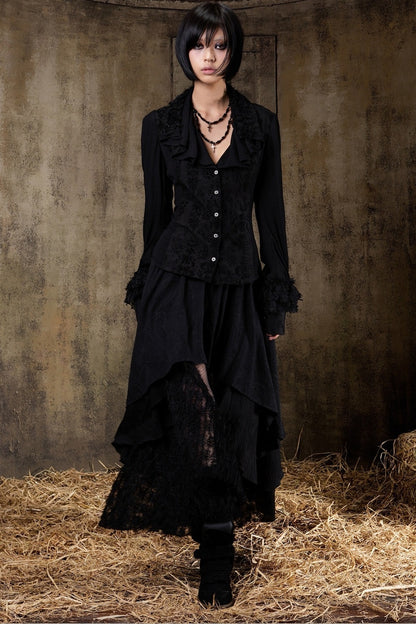Long Multi-Layered Gothic Gauze Skirt