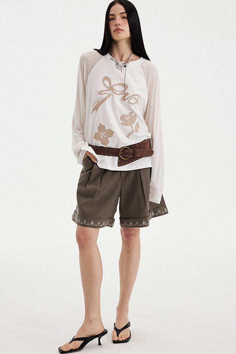 Bowknot Floral Long Sleeve Top