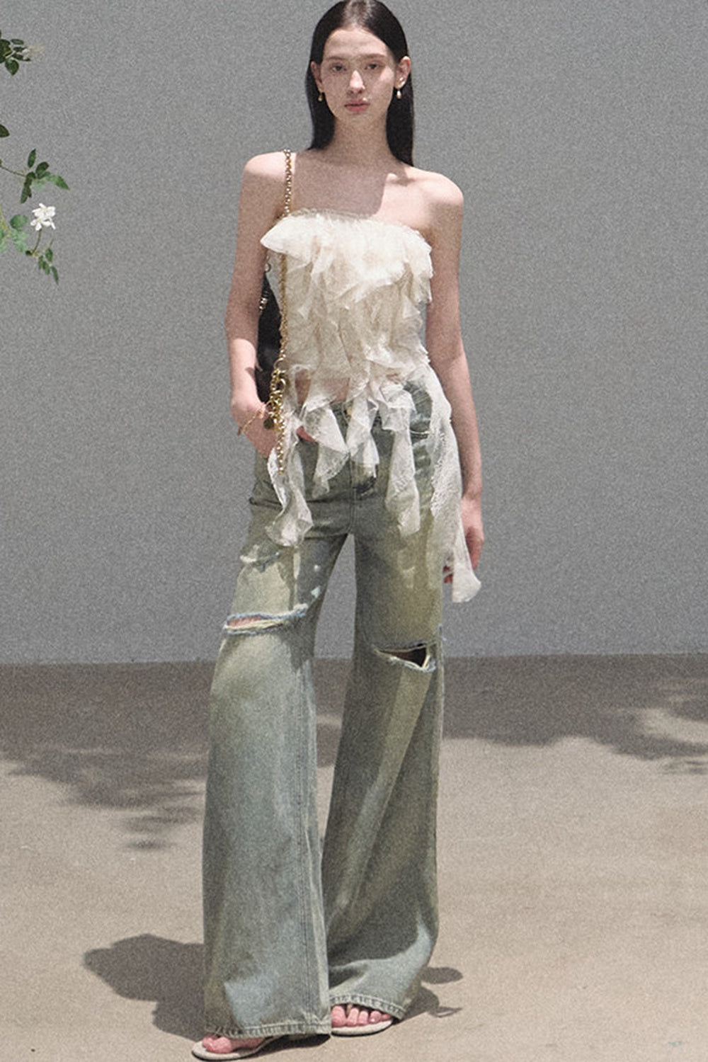 Ruffle Lace Tube Top