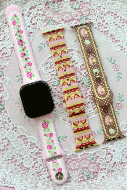 Rose Cake Print Silicone Watch
