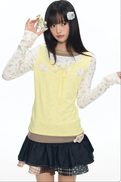 Embroidery Layered-Look Top