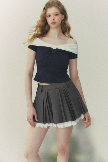 Retro Fake Two-Piece Knit Top