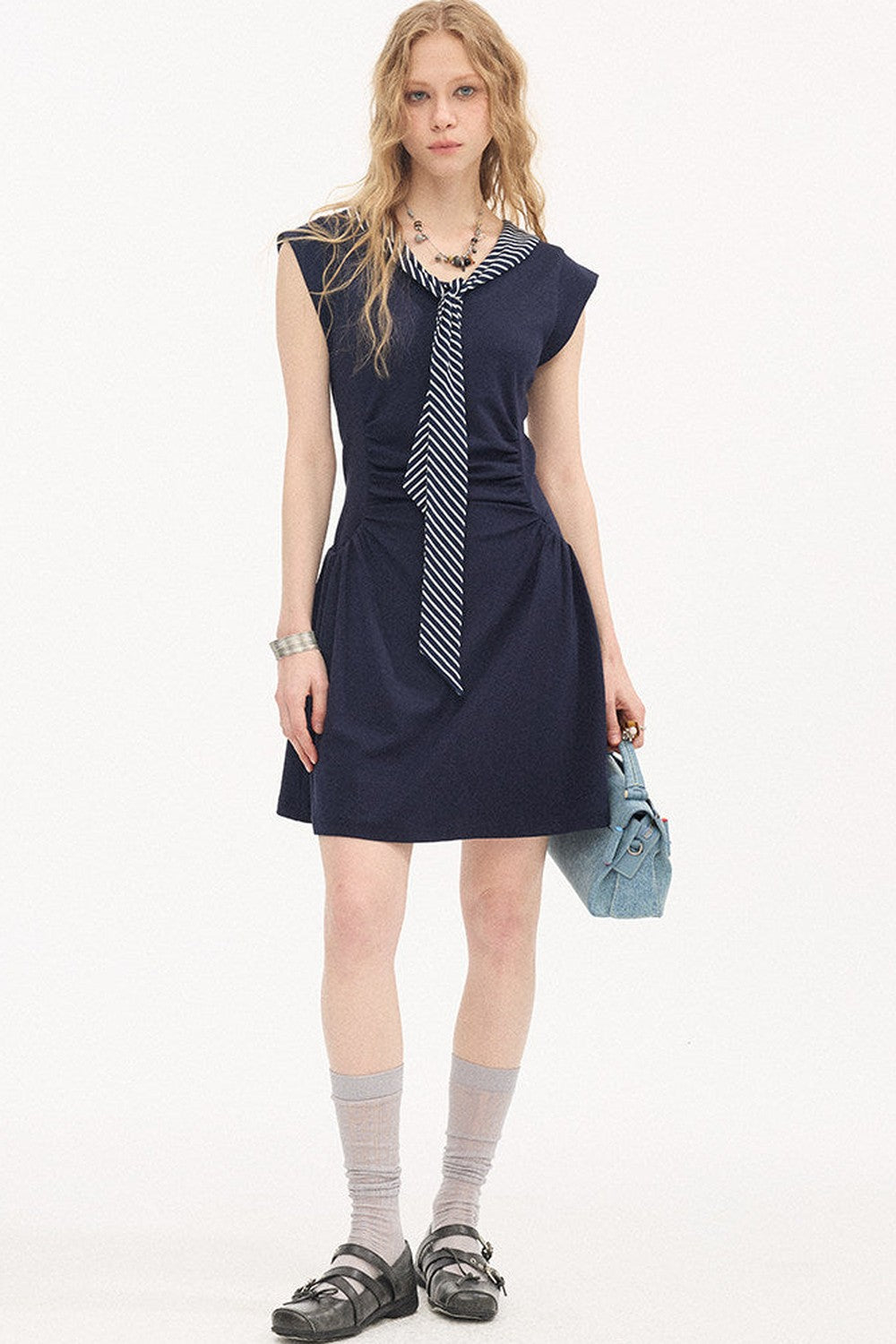 V-Neck Flutter Sleeve Dress
