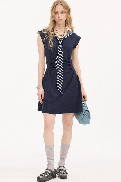 V-Neck Flutter Sleeve Dress