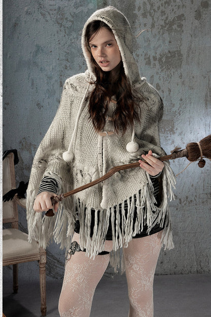 Knitted Hooded Cape