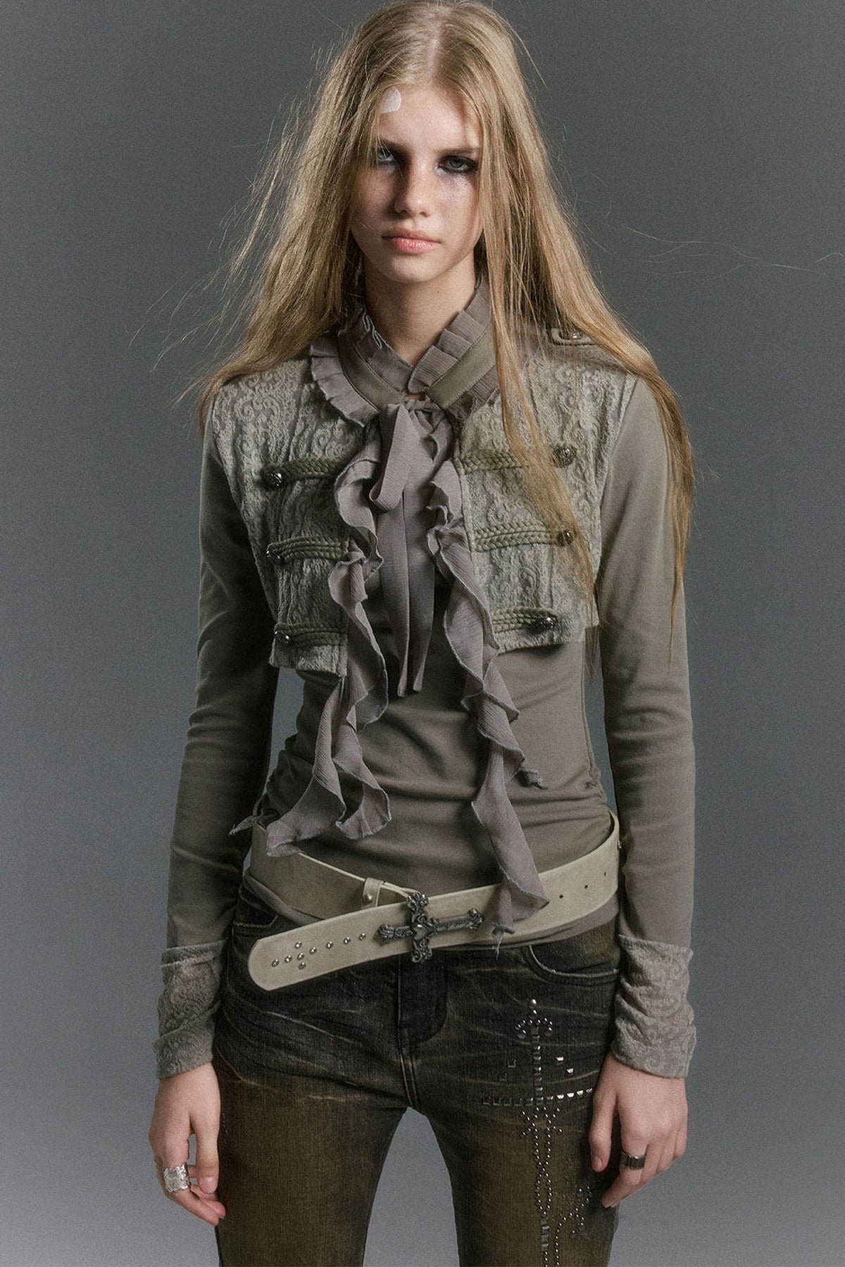 Napoleon Chiffon Patchwork Layered-Look Blouse