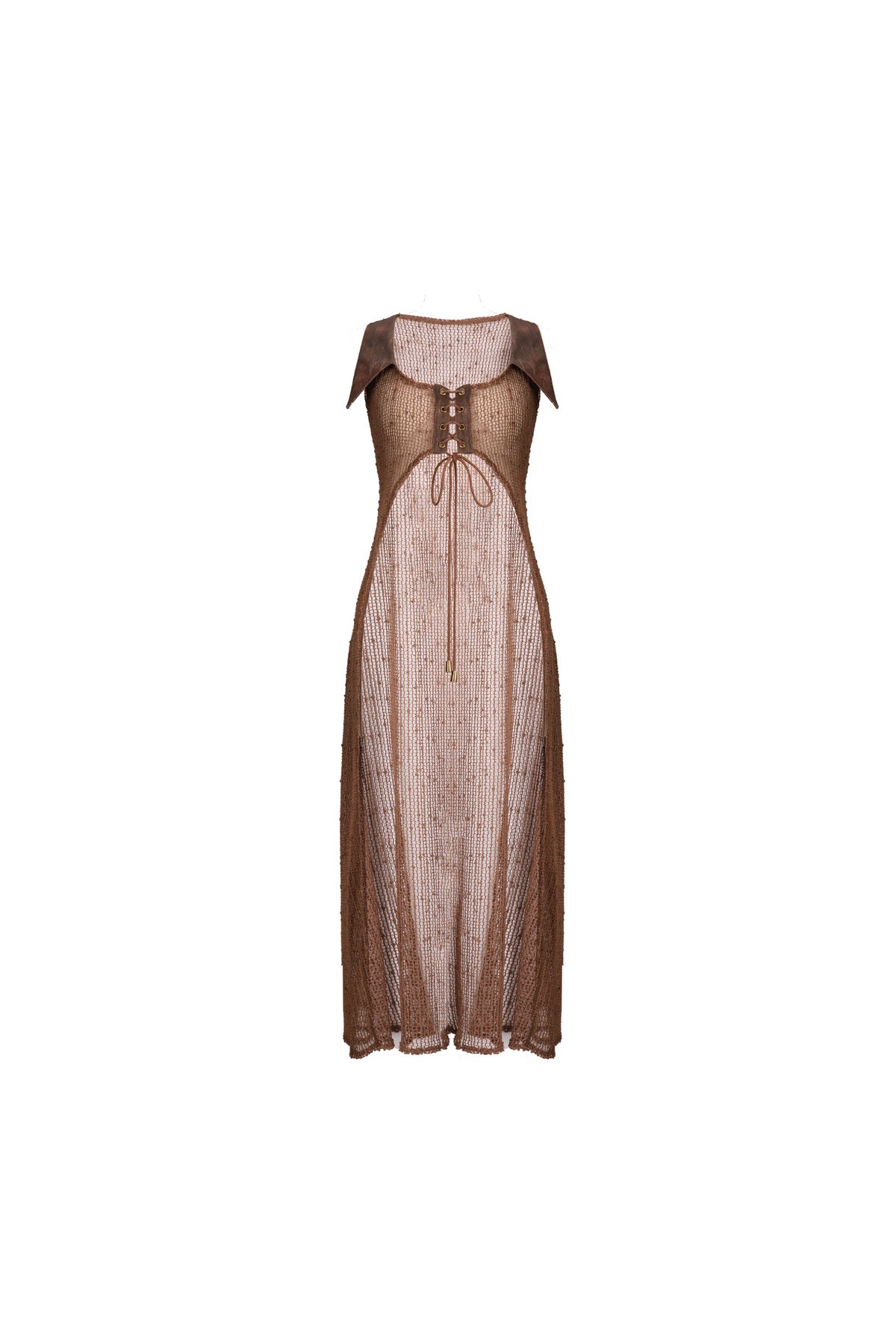 Ember Wasteland Mesh Hollow-Out Long Vest Set-Up