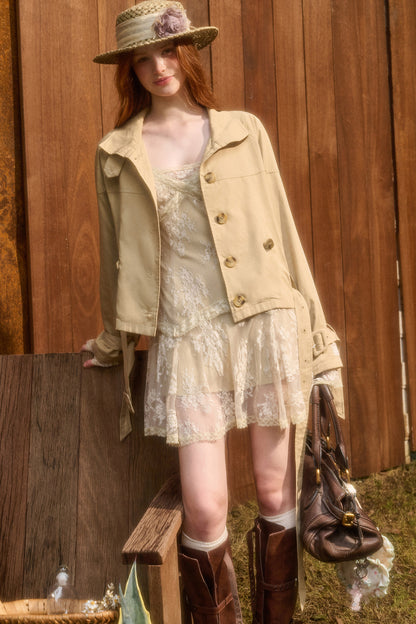 3D Vine Relief Cotton Lace Dress