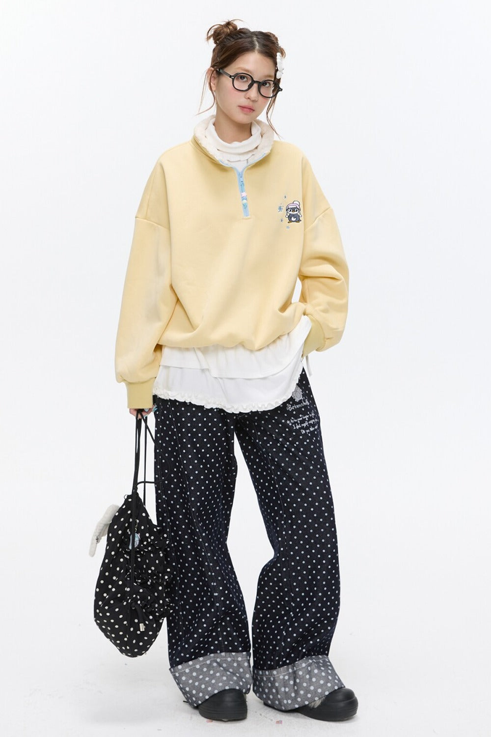 Embroidery Polka Dot Jeans