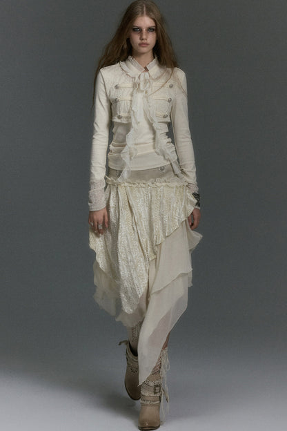 Napoleon Chiffon Patchwork Layered-Look Blouse