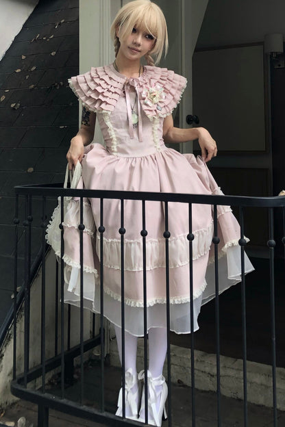 Pink Lace Embroidered Dress Set-Up