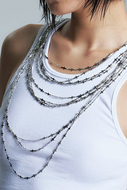 Two-Color Metal Chain Print Camisole Top