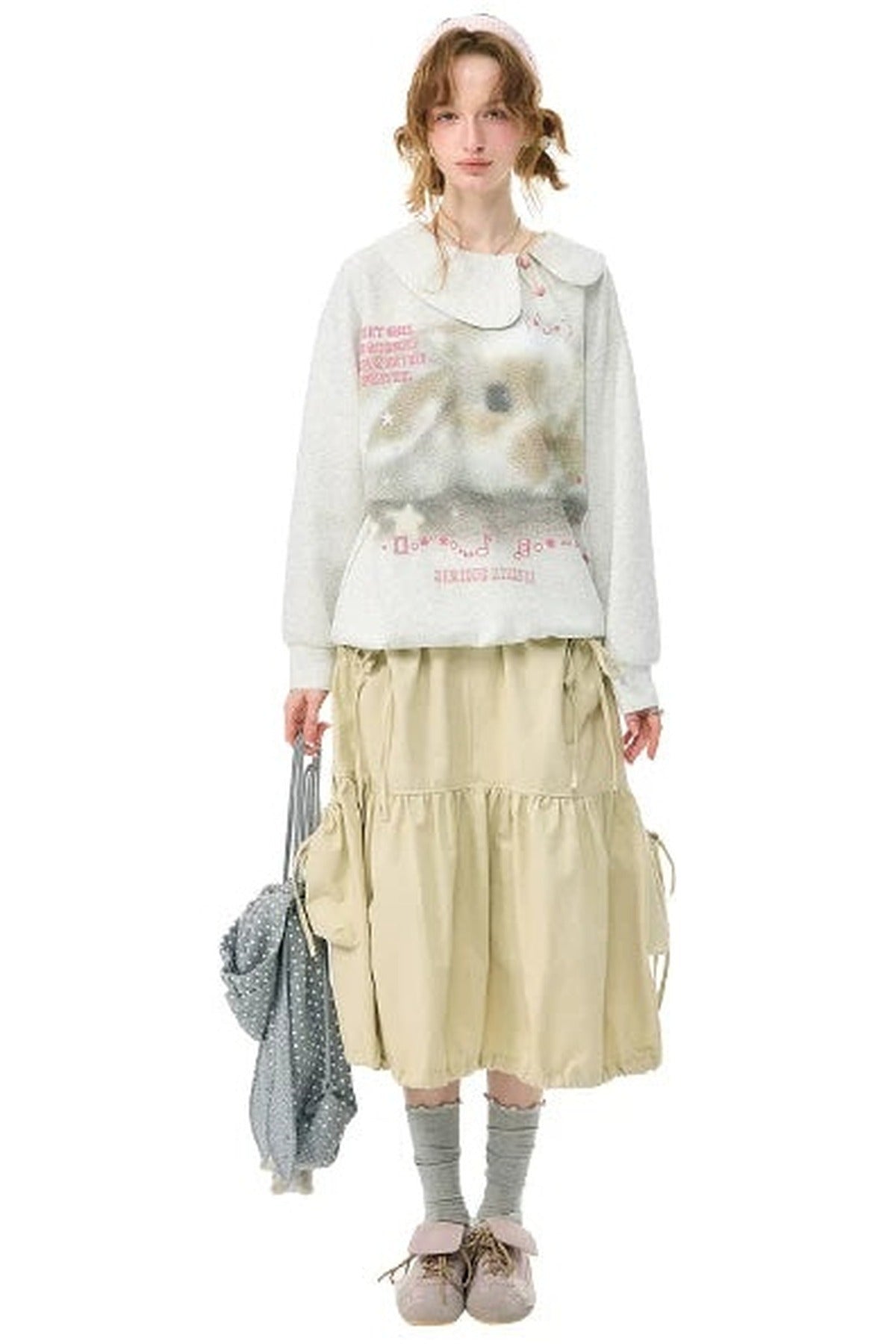 Polka Dot Rabbit Print Sweatshirt