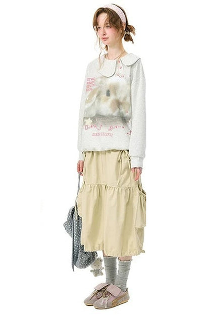 Polka Dot Rabbit Print Sweatshirt