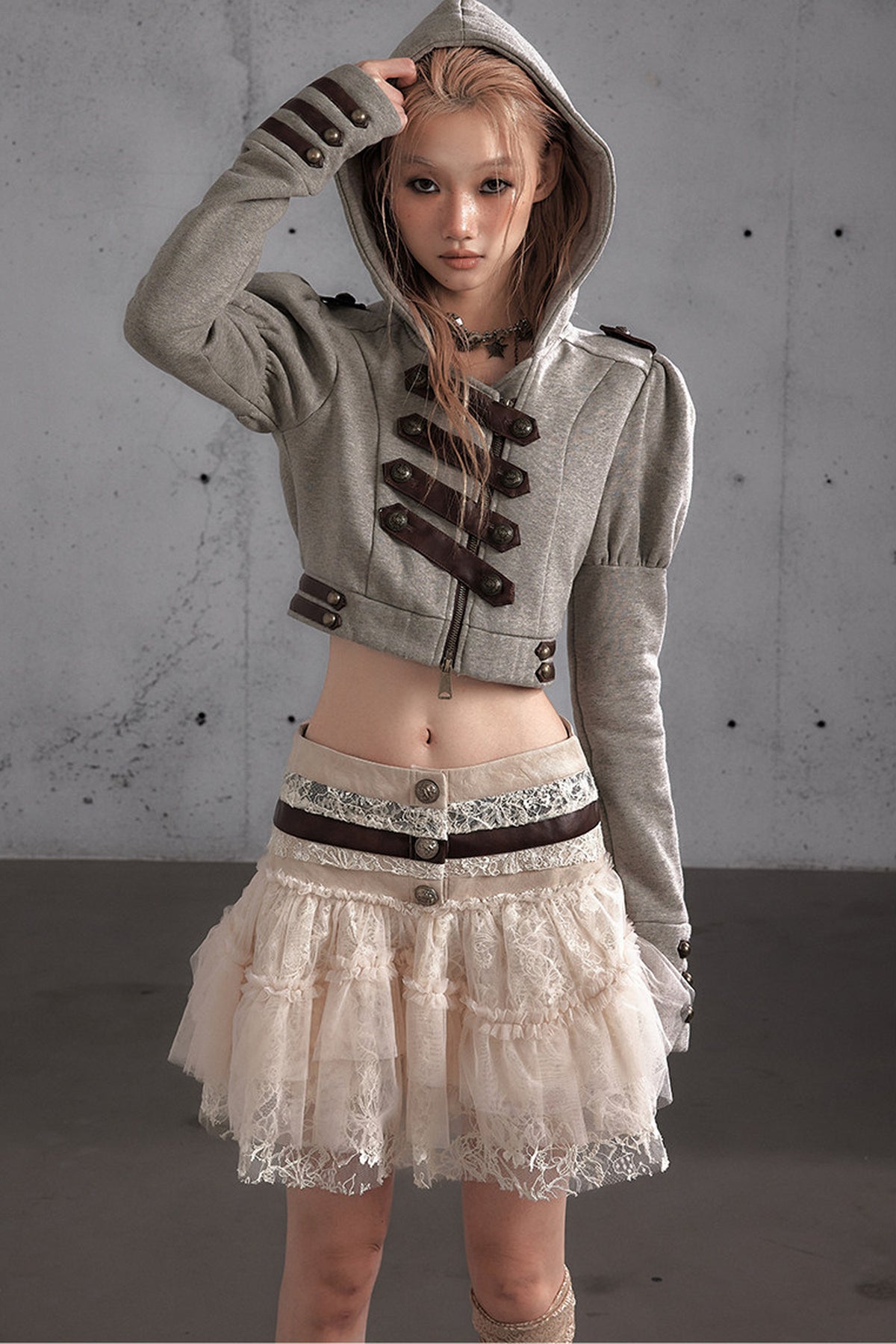 Napoleon Hooded Puff-Sleeve Sweatshirt