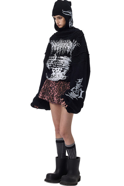 Y2K Patchwork Hooded Knit Hoodie