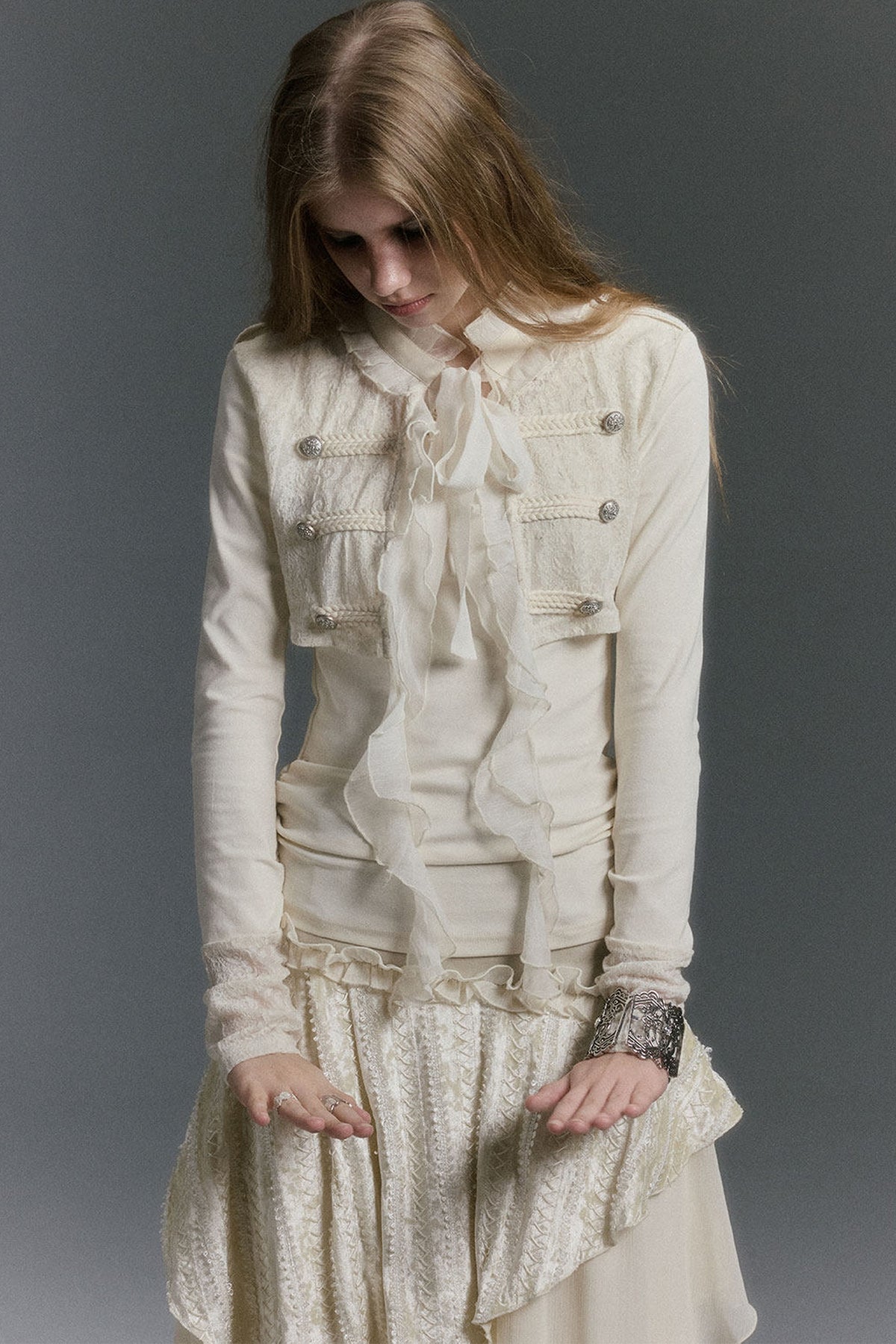 Napoleon Chiffon Patchwork Layered-Look Blouse
