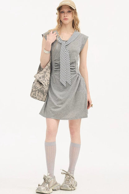 V-Neck Flutter Sleeve Dress