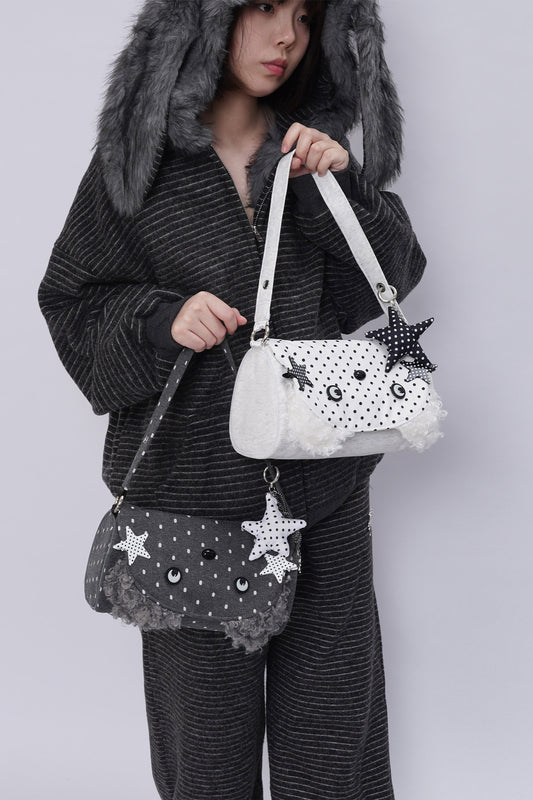 Polka Dot Bear Cylinder Underarm Bag
