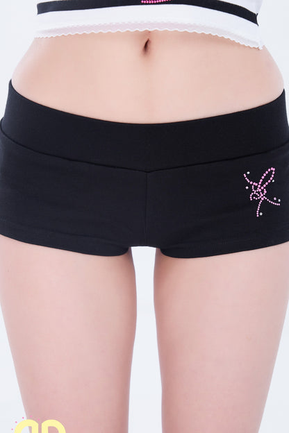 Rhinestone Low-Waist Shorts