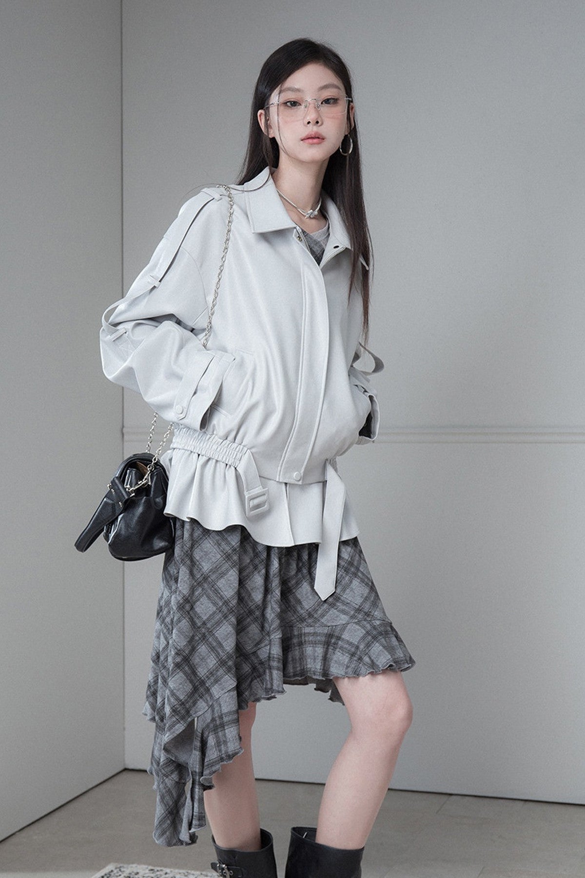Advanced Silhouette Detachable Hem Leather Jacket