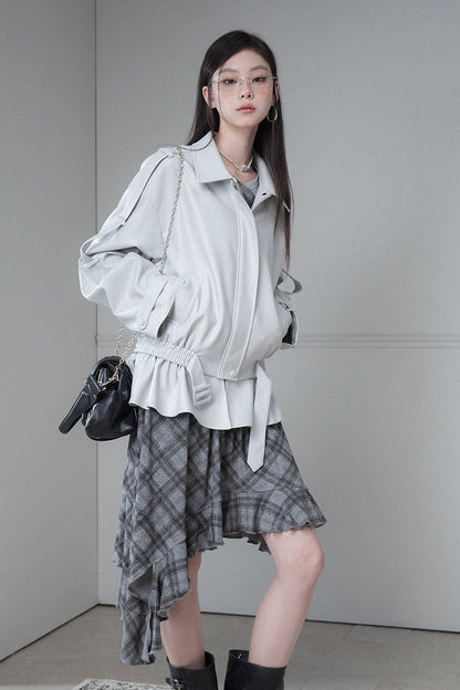 Advanced Silhouette Detachable Hem Leather Jacket