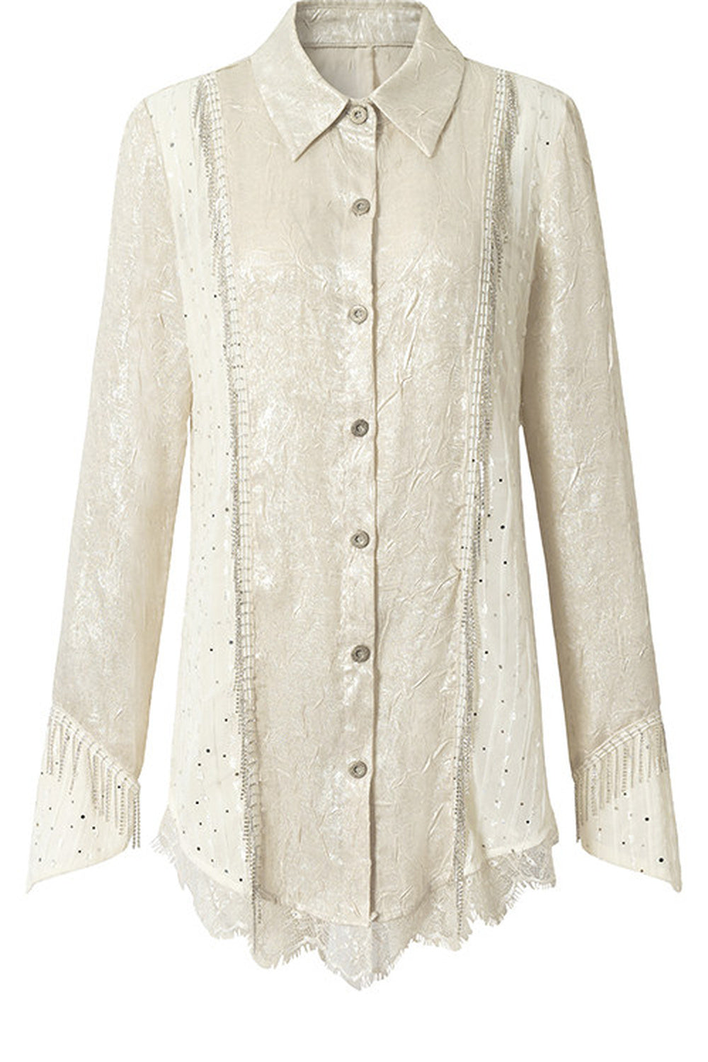 Barocke Satinbluse mit Kettenmuster