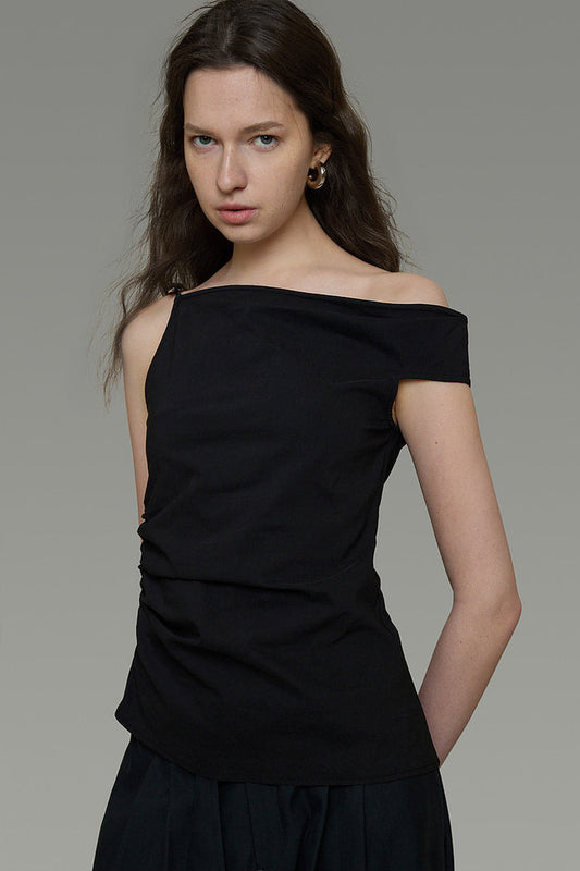 Asymmetrical Off-Shoulder T-Shirt