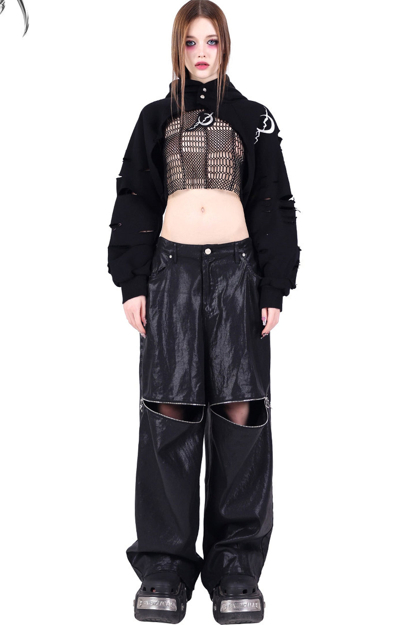 Geometric Mesh Rock Crop T-Shirt