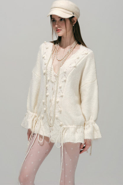 Loose Crochet V-Neck Cardigan