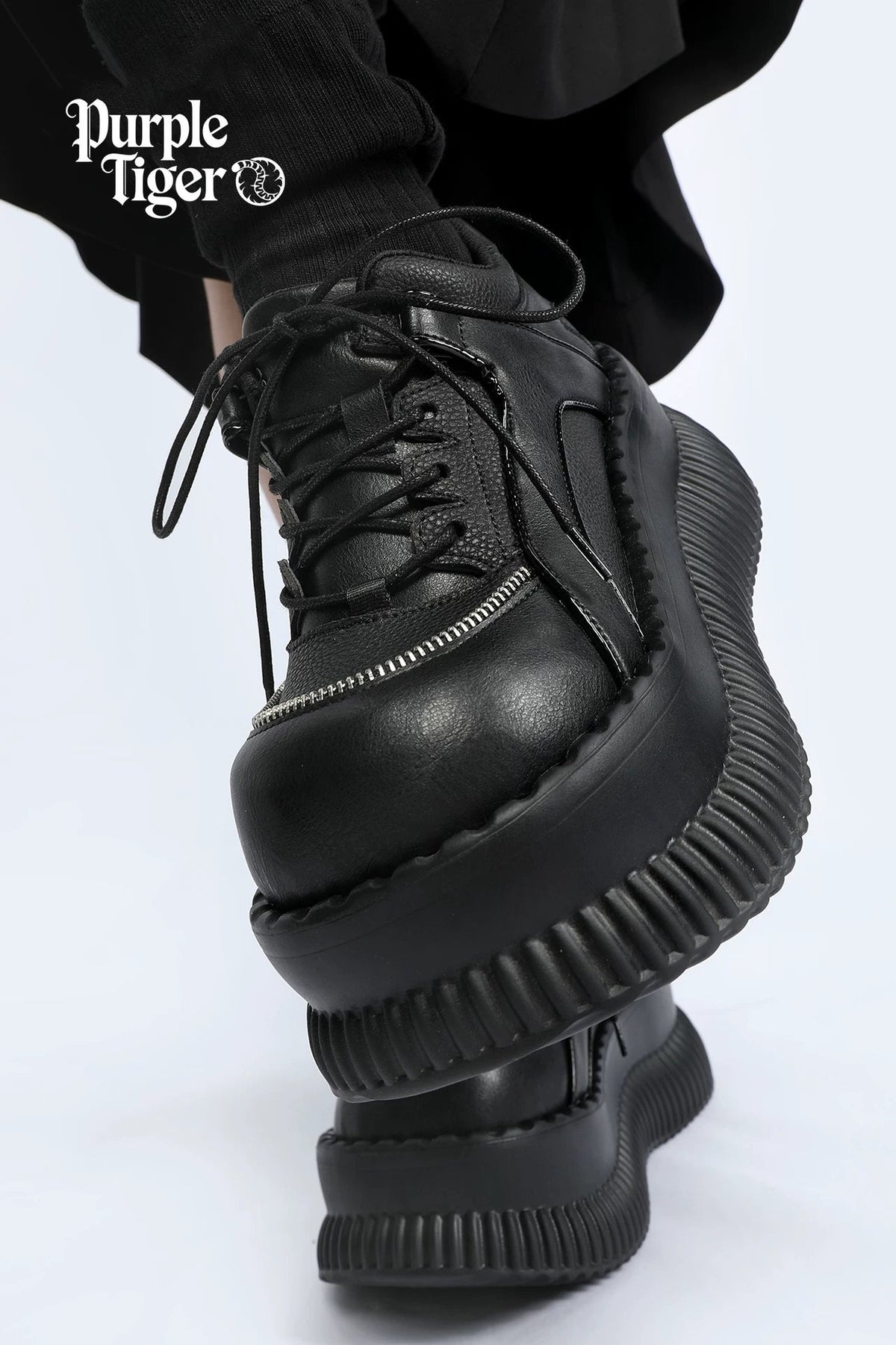Gothic Lace-Up Platform Leather Shoes