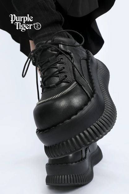 Gothic Lace-Up Platform Leather Shoes