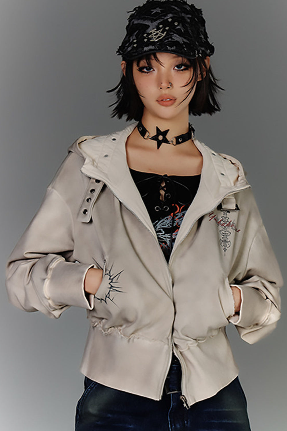 Distressed Biker Jacket