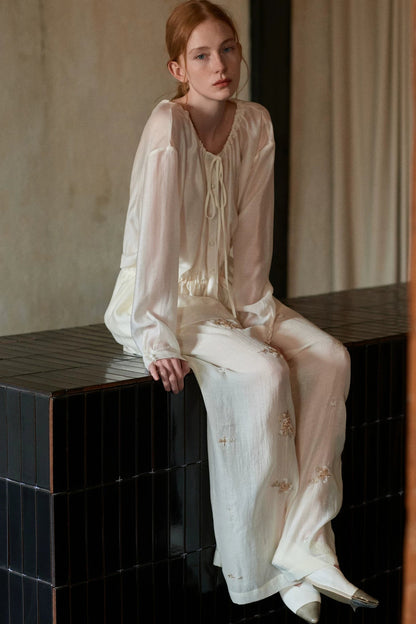 Tencel Acetate Off-White Blouse