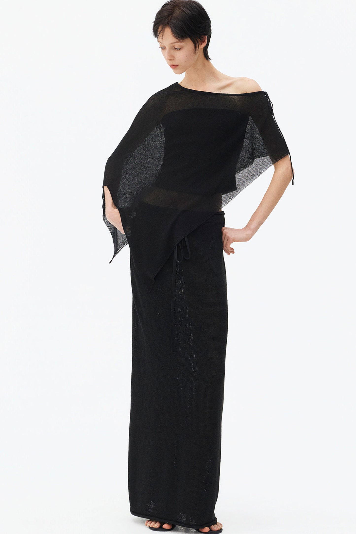Irregular Linen Asymmetrical Cape Set-Up