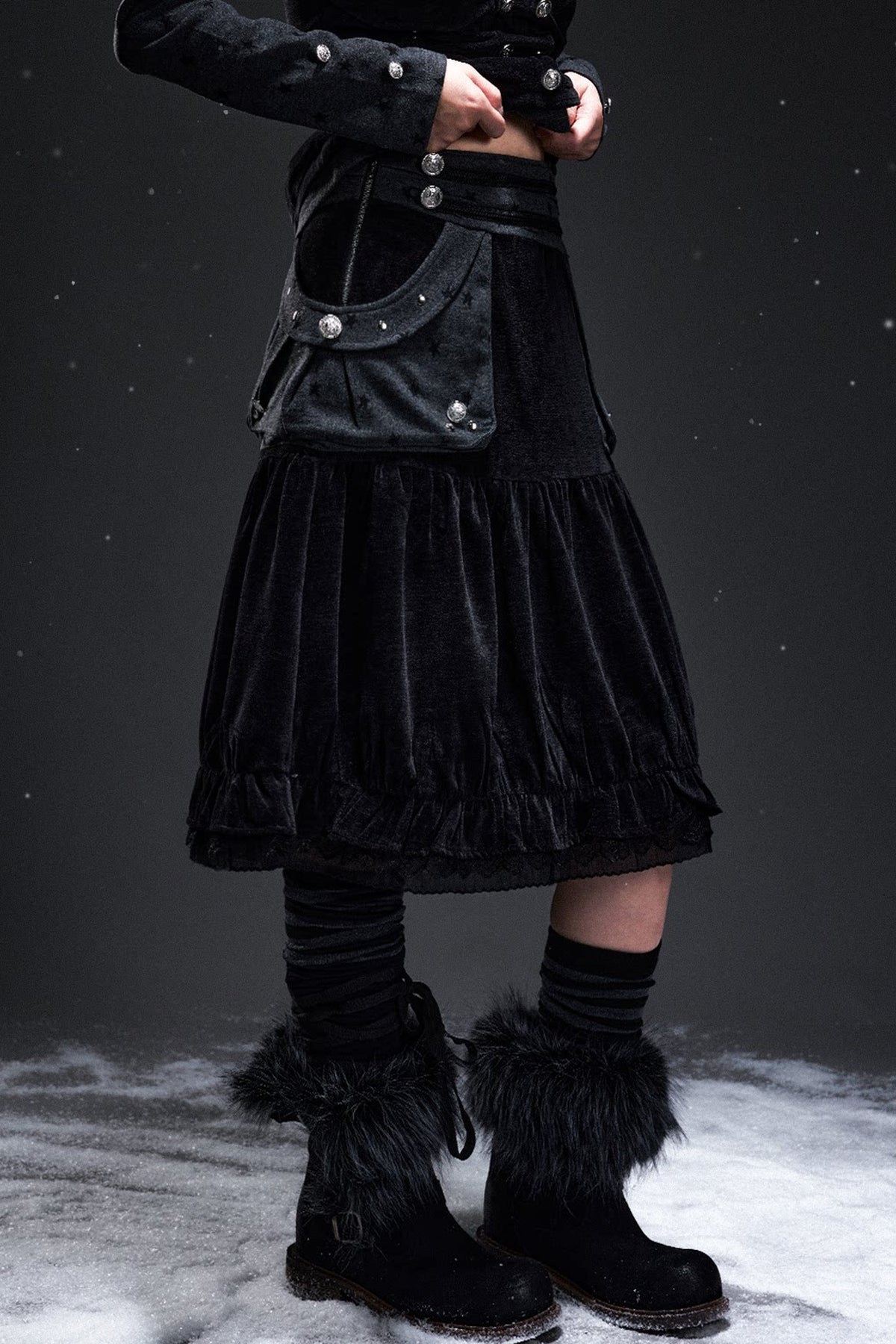 Light Corduroy Palace-Style A-Line Skirt