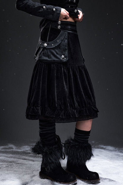 Light Corduroy Palace-Style A-Line Skirt