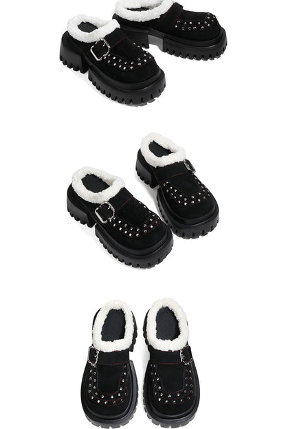 Punk Furry Thick-Soled Mules