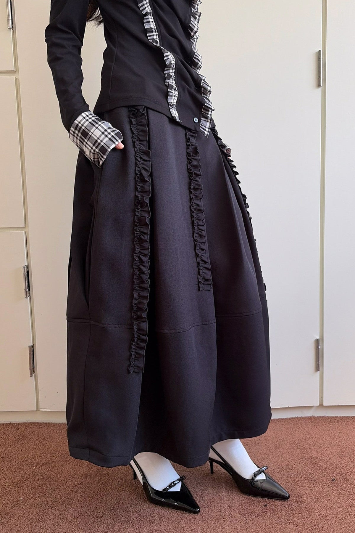 Long A-Line Pocket Skirt