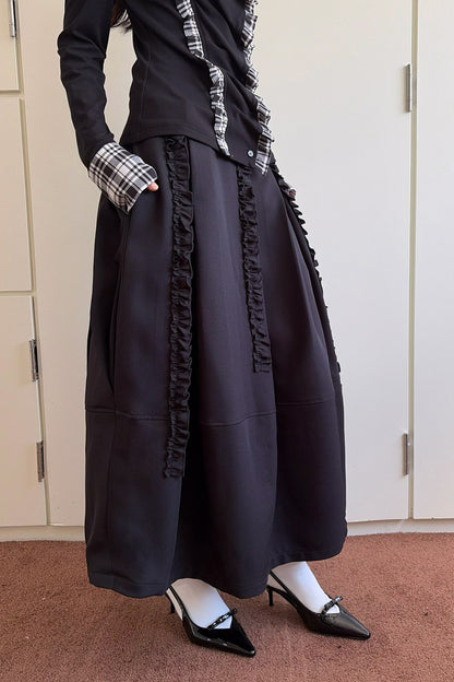 Long A-Line Pocket Skirt