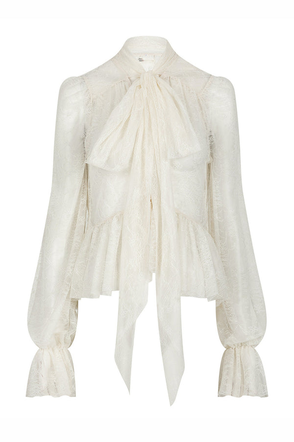 Tie-Neck Lace Blouse
