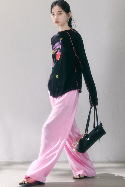 Linen Blend Air Wide-Leg Trousers