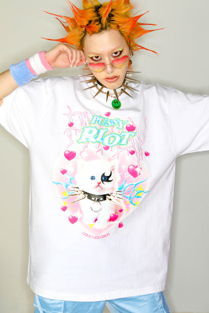 Y2K Punk Cat Oversize Blouse