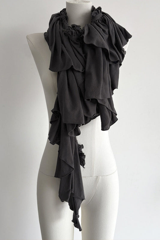 Multi-Purpose Pleated Ruffle Cotton Scarf