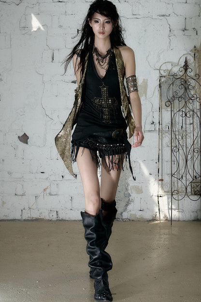 Retro Punk Knitted Halter Top