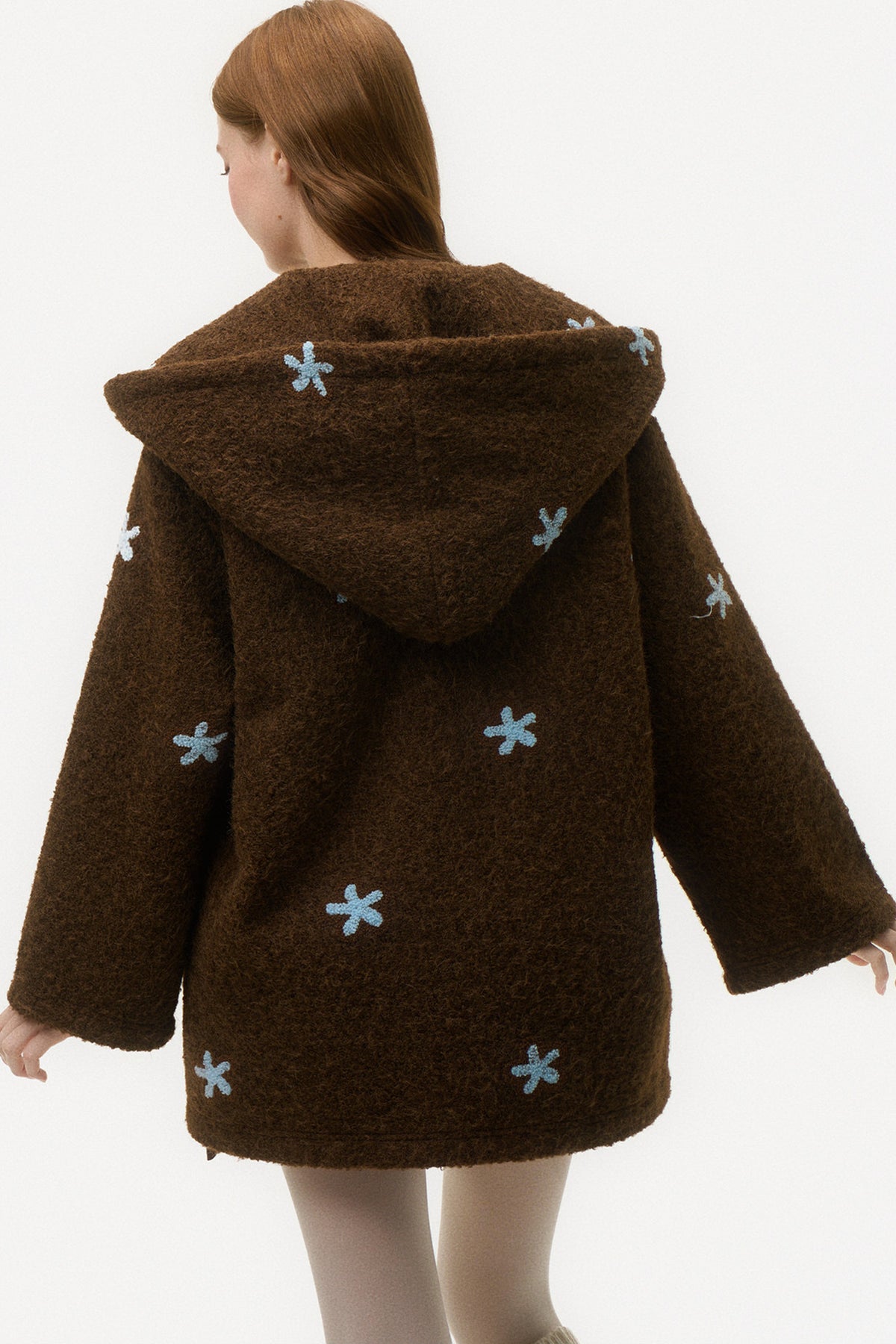 3D Embroidered Wool Coat