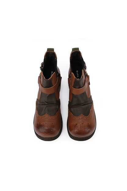 Retro Distressed Brown Short Boots