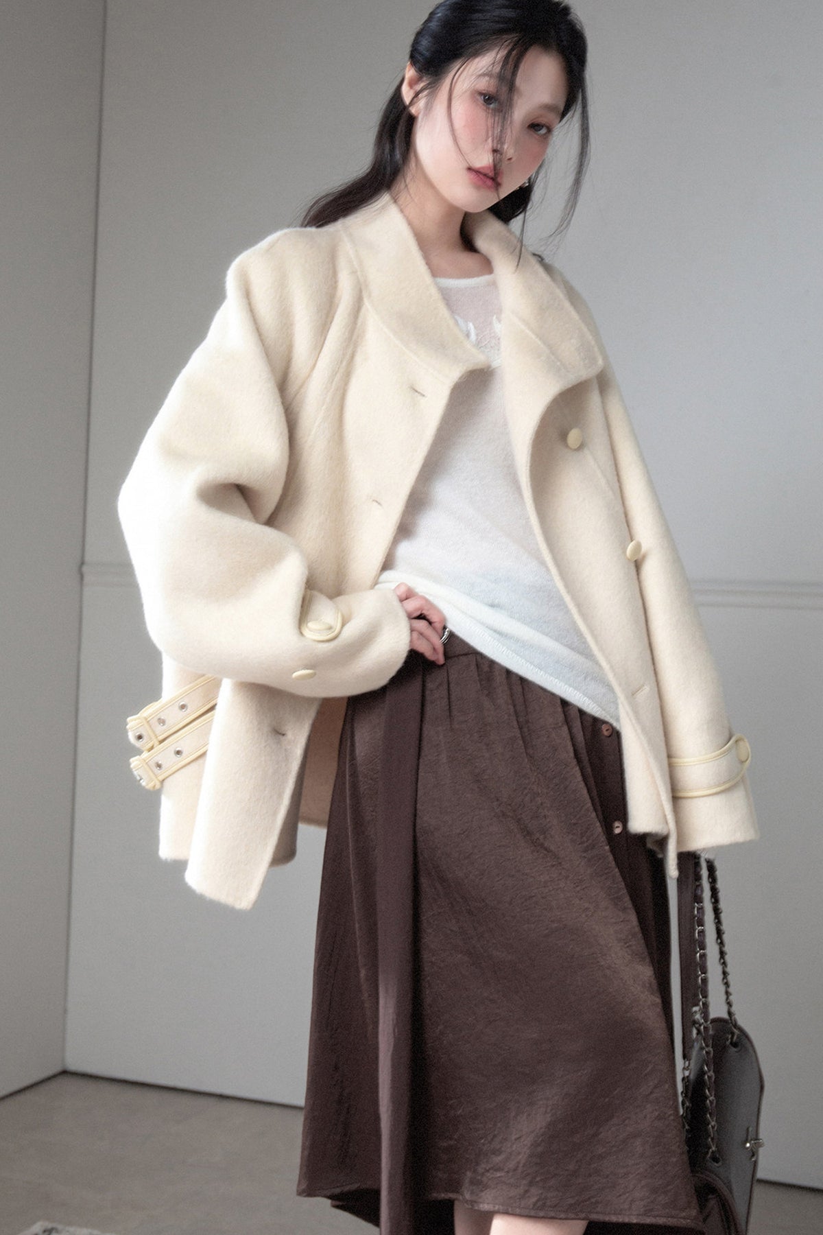 Waist Buckle Double-Sided Fabric Coat