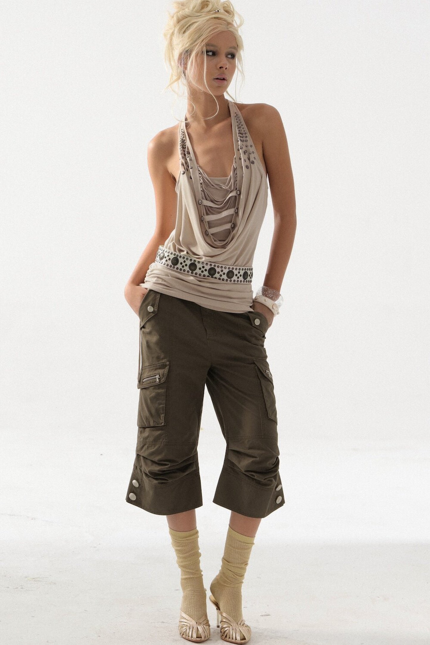 Retro Distressed Flared Pants